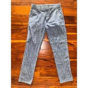 CREMIEUX Mens 33x32 Chino Pants Blue Chambray Cotton Spandex Blend Casual